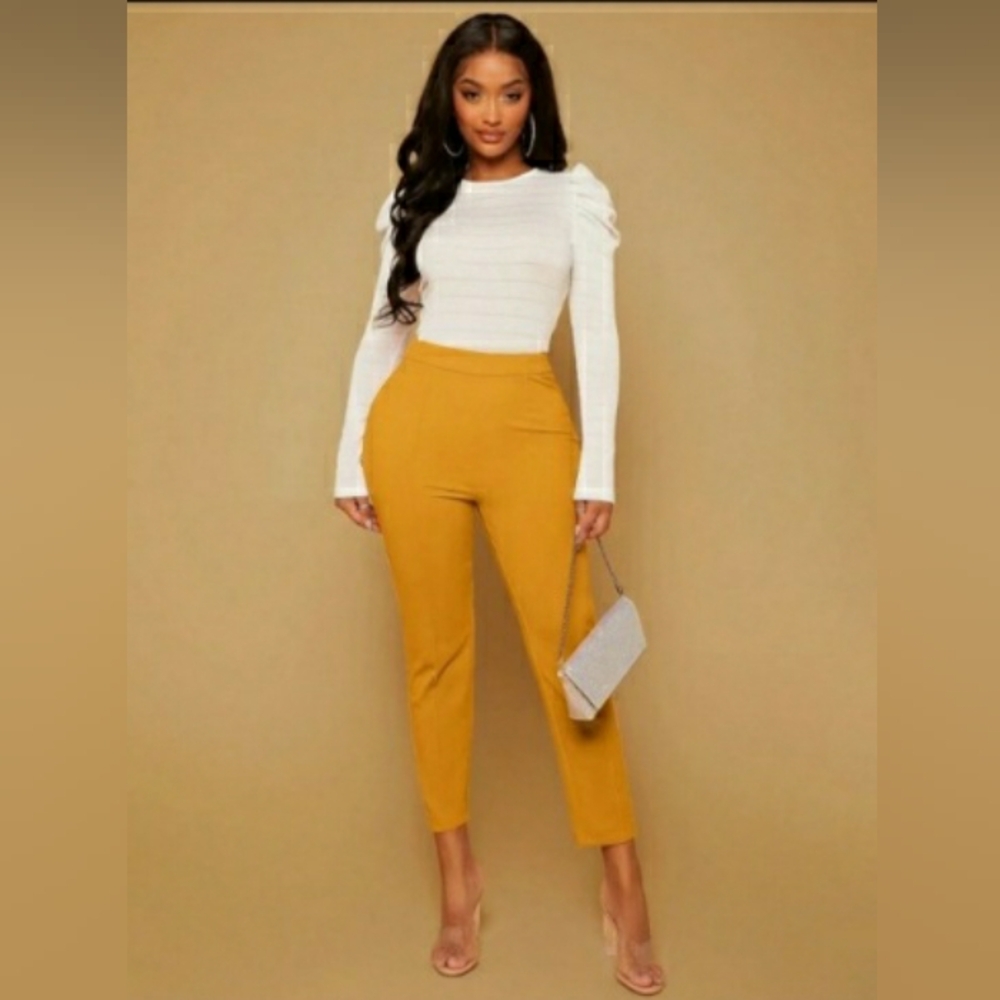 SHEIN SXY Summer Trousers Solid Color Work High Waist Trousers Petite L